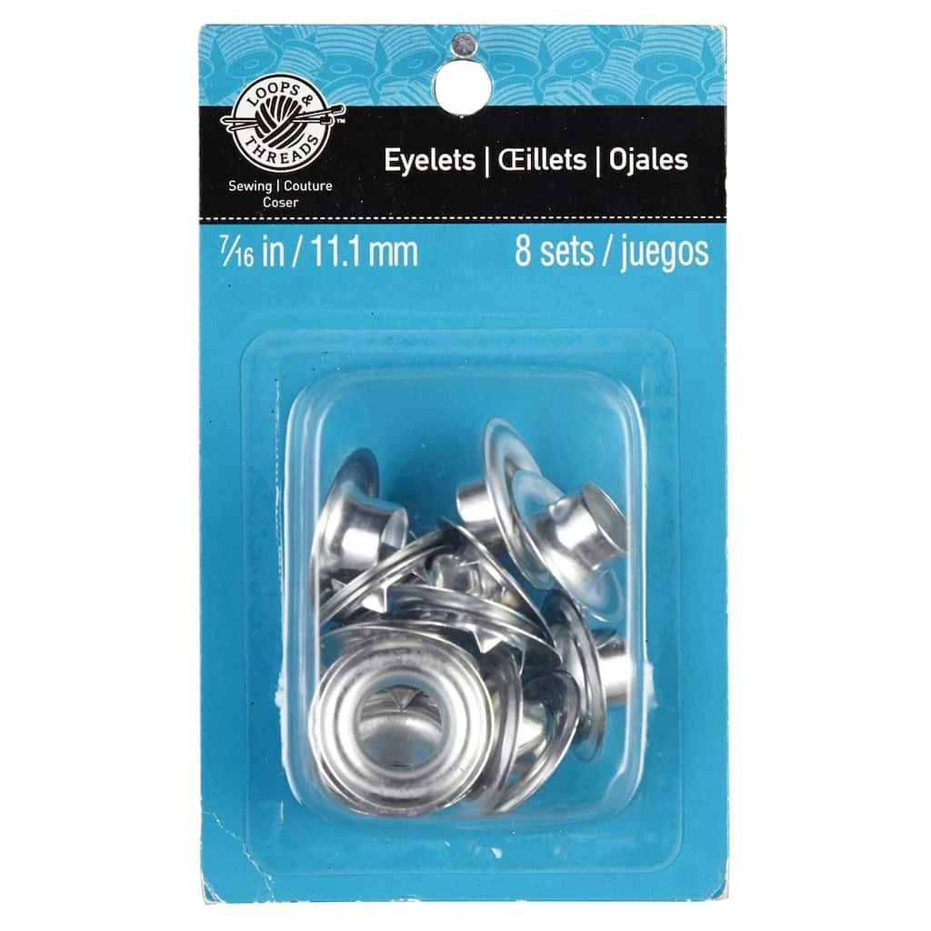 Wholesale β 12 Packs: 8 ct. (96 total) 7/16" Silver Eyelets by Loops & Threads™ π - Image 3