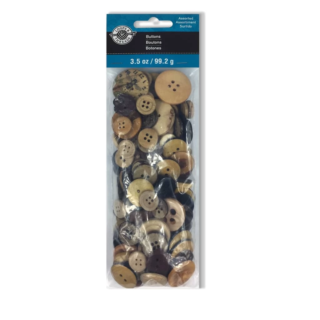 Best Sale π₯ 12 Pack: Wooden & Coconut Buttons Set by Loops & Threads® π - Image 3