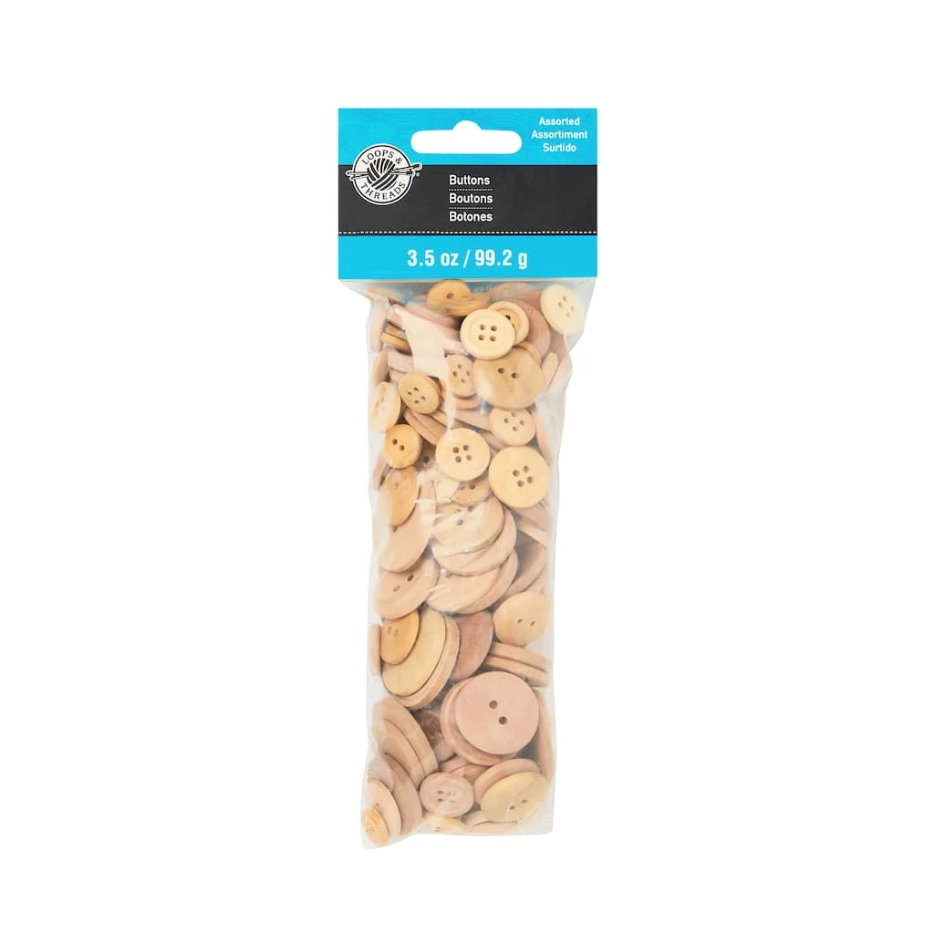 Cheapest π₯ Light Brown Wooden Buttons By Loops By Loops & Threads® β€οΈ