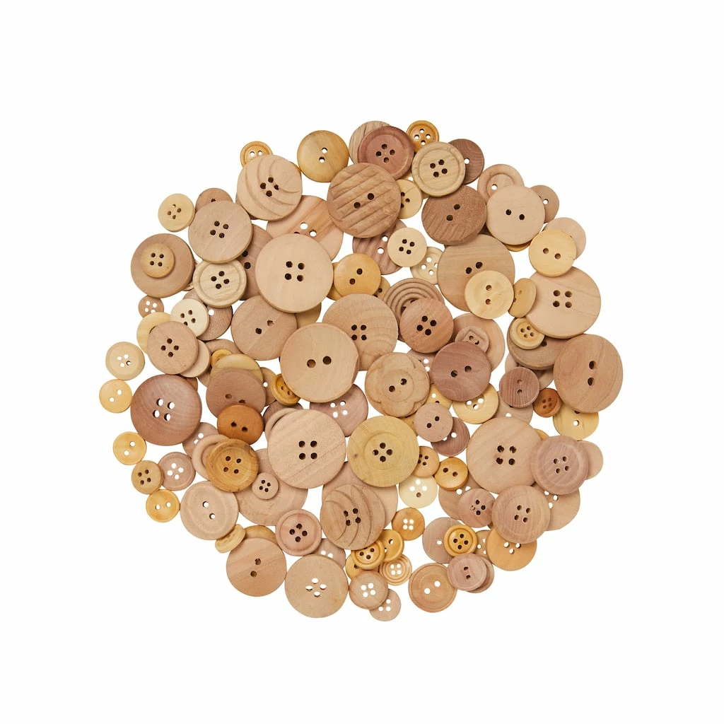 Cheapest π₯ Light Brown Wooden Buttons By Loops By Loops & Threads® β€οΈ - Image 3