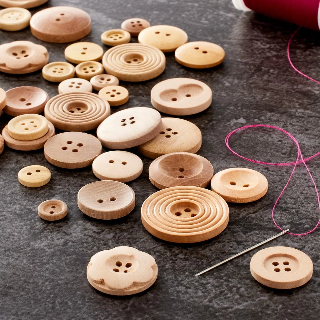 Cheapest π₯ Light Brown Wooden Buttons By Loops By Loops & Threads® β€οΈ - Image 2