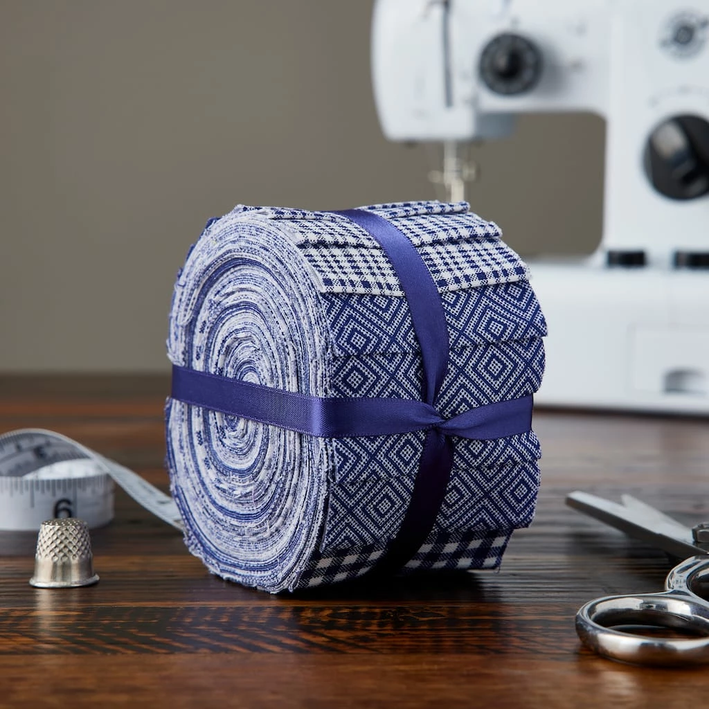 Cheapest π Blue Printed Fabric Strips by Loops & Threads® π - Image 2