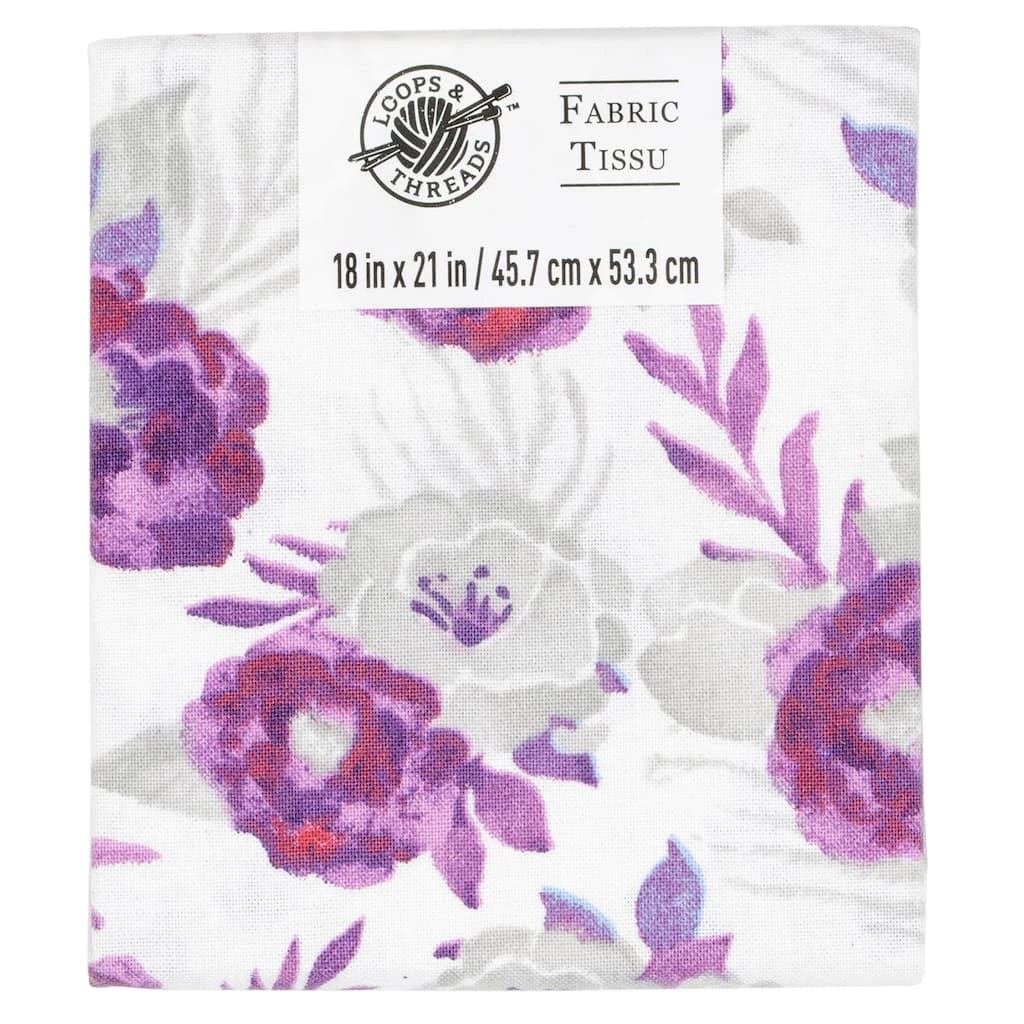 Discount β€οΈ Purple & Gray Floral Cotton Fabric by Loops & Threads™ π