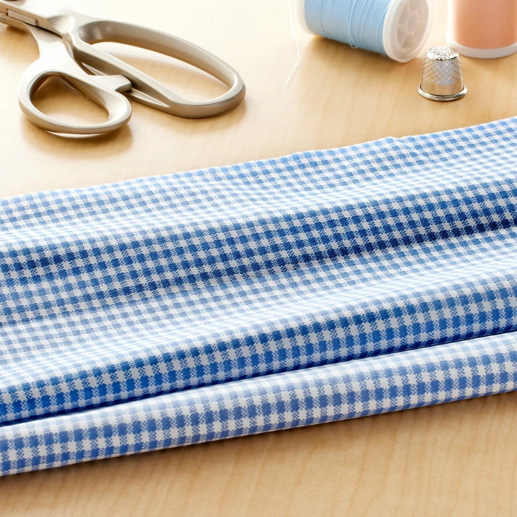Hot Sale π₯ Blue & White Plaid Cotton Fabric by Loops & Threads™ π - Image 2