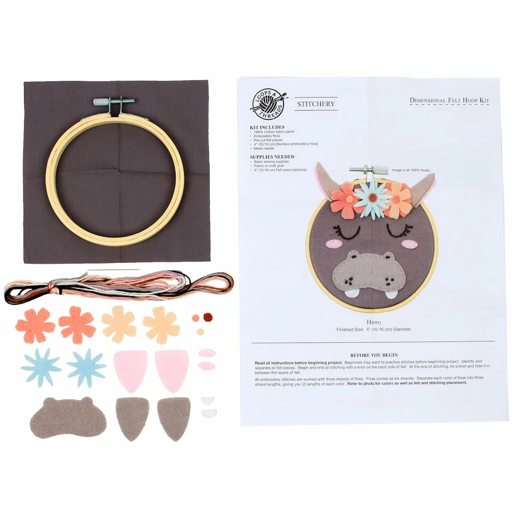 Best Sale π Hippo Felt Hoop Kit by Loops & Threads™ π - Image 3